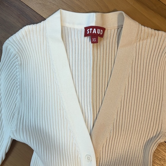 Staud Shoko Sweater Dress in White/Biscotti, Size XS - Picture 2 of 8